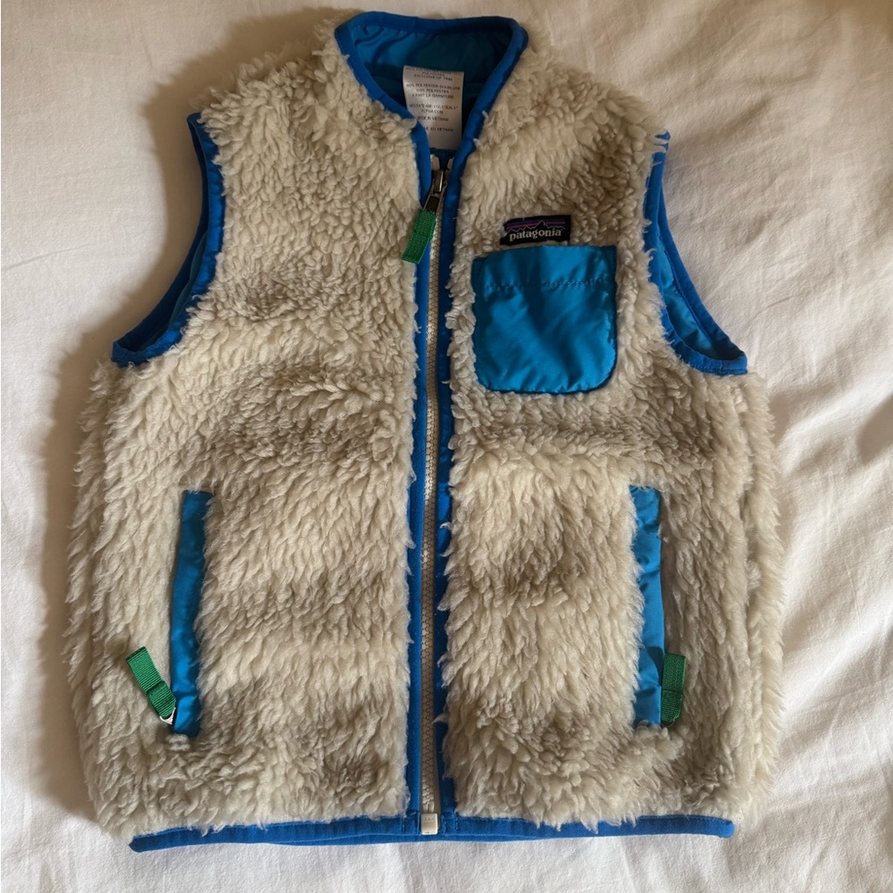 Patagonia Blue and White Fleece Vest